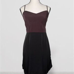 AllSaints Spitalfields Slip Dress US 6 Burgundy Black Colorblock Mini